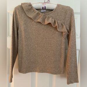 ZARA Girls Ribbed Long Sleeves Top with Ruffle Detail (11-12)